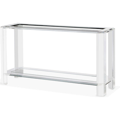 Surrey Grand Console by Interlude Home in clear, clear glass. Made from acrylic, glass in a modern style.