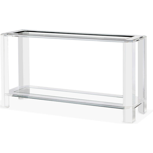 Surrey Grand Console by Interlude Home in clear, clear glass. Made from acrylic, glass in a modern style.