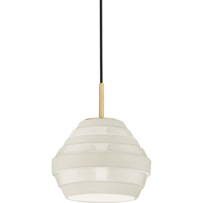 Calverton Pendant by Hudson Valley in polished nickel black. Made from ceramic in a modern style.