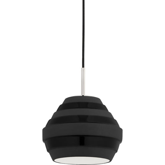 Calverton Pendant by Hudson Valley in polished nickel black. Made from ceramic in a modern style.