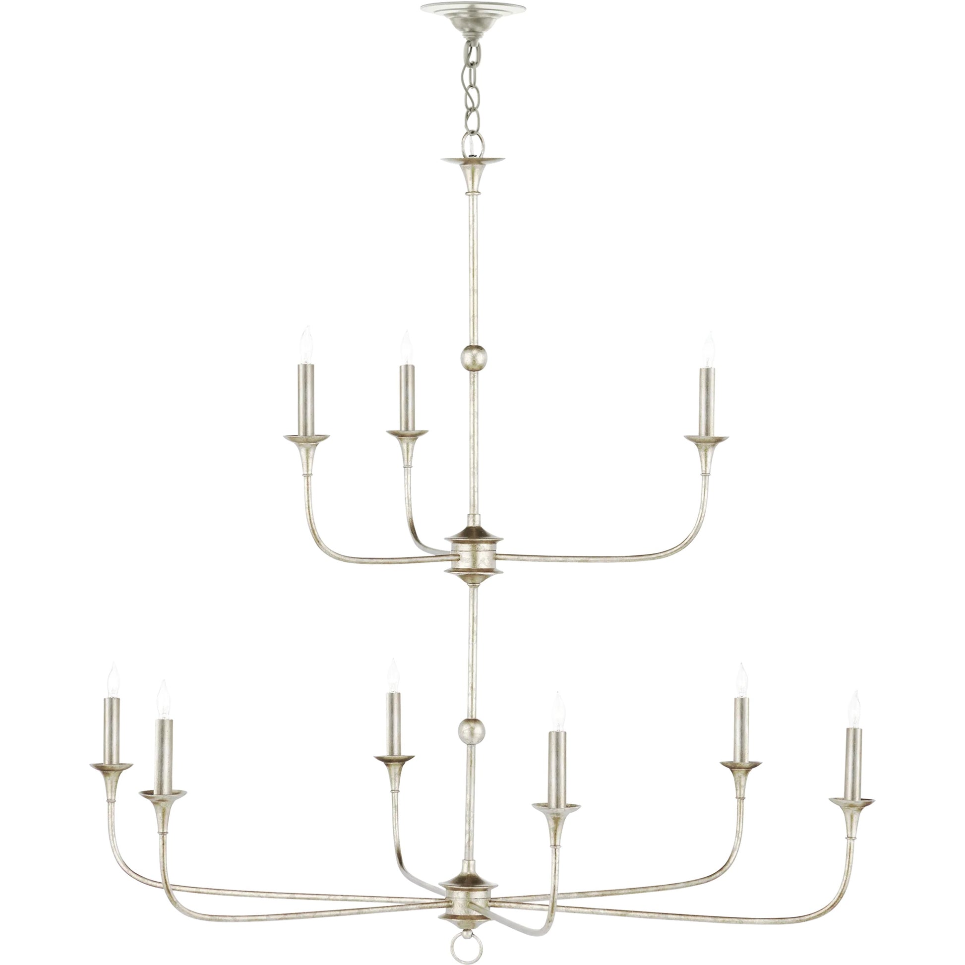 Nottaway Two-Tier Chandelier by Currey and Company. Made from wrought iron in a traditional style.