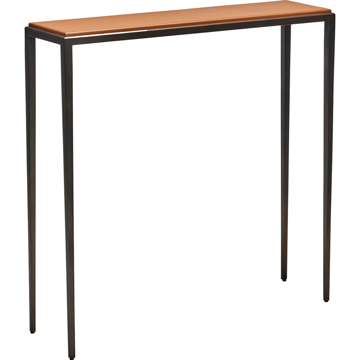 001 SI-2122642 | Primary Silo | Auburn Small Console by Interlude Home in classic bronze, caramel. Made from wood, cast iron, leather in a modern style.