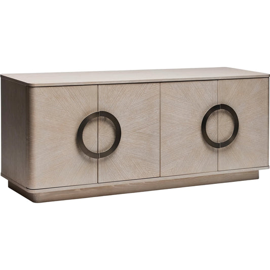 Cabot Credenza by Interlude Home in cliffside grey, brushed steel. Made from oak, steel in a modern style.