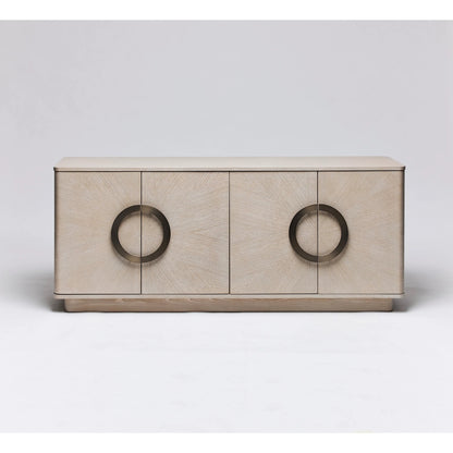 Cabot Credenza by Interlude Home in cliffside grey, brushed steel. Made from oak, steel in a modern style.