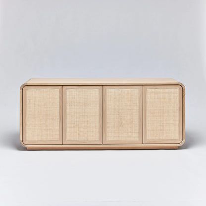 Marsh Credenza by Interlude Home in pale natural, blonde. Made from oak, rattan in a cottage & farmhouse style.