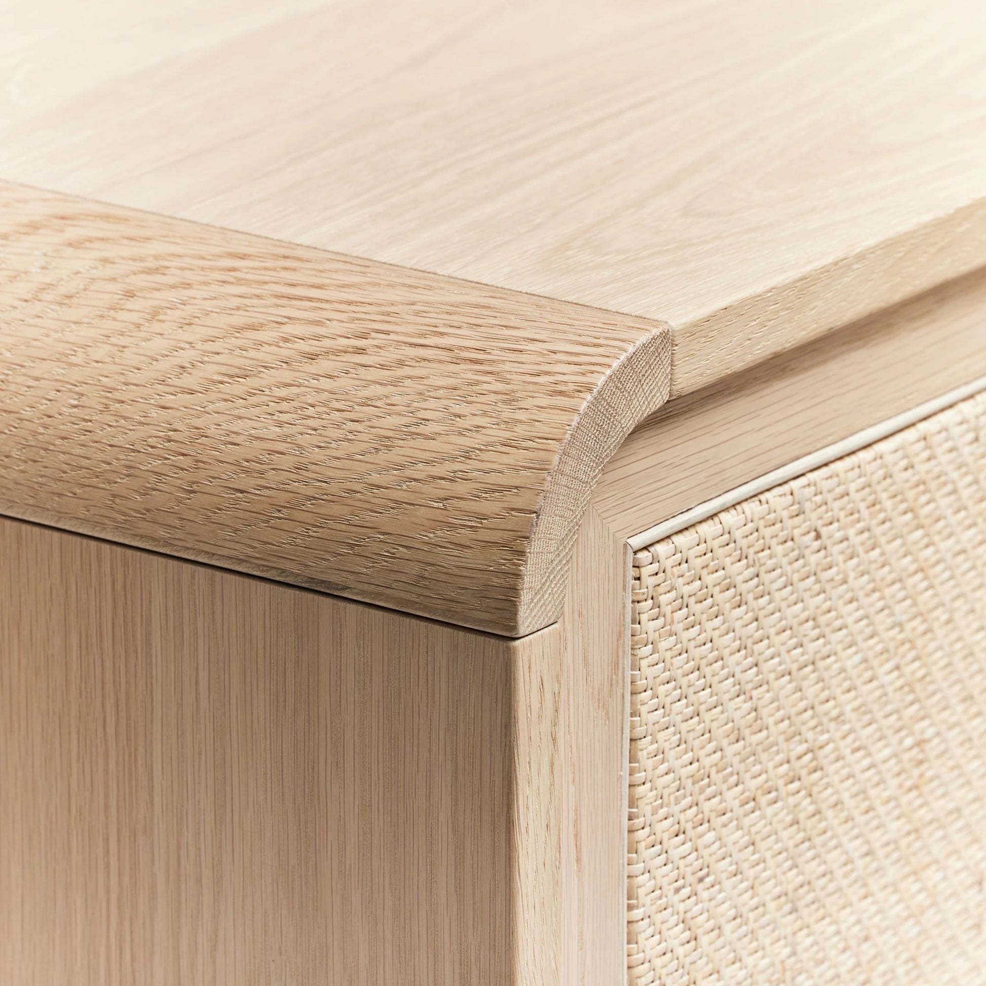 Marsh Credenza by Interlude Home in pale natural, blonde. Made from oak, rattan in a cottage & farmhouse style.