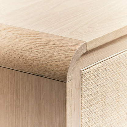 Marsh Credenza by Interlude Home in pale natural, blonde. Made from oak, rattan in a cottage & farmhouse style.