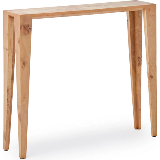Sherwood Small Console by Interlude Home in light brown and canyon. Made from ash burl in a unique style.