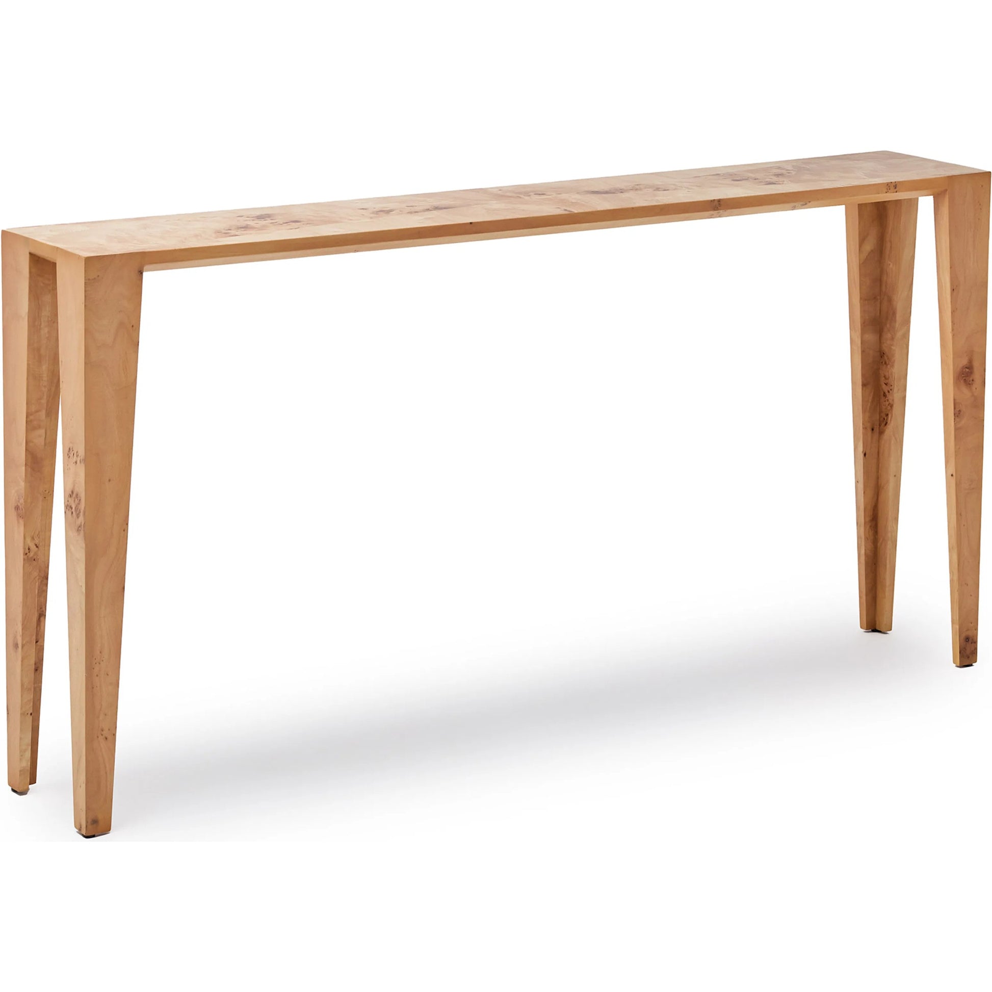 Sherwood Sofa Table by Interlude Home in light brown and canyon. Made from ash burl in a transitional style.
