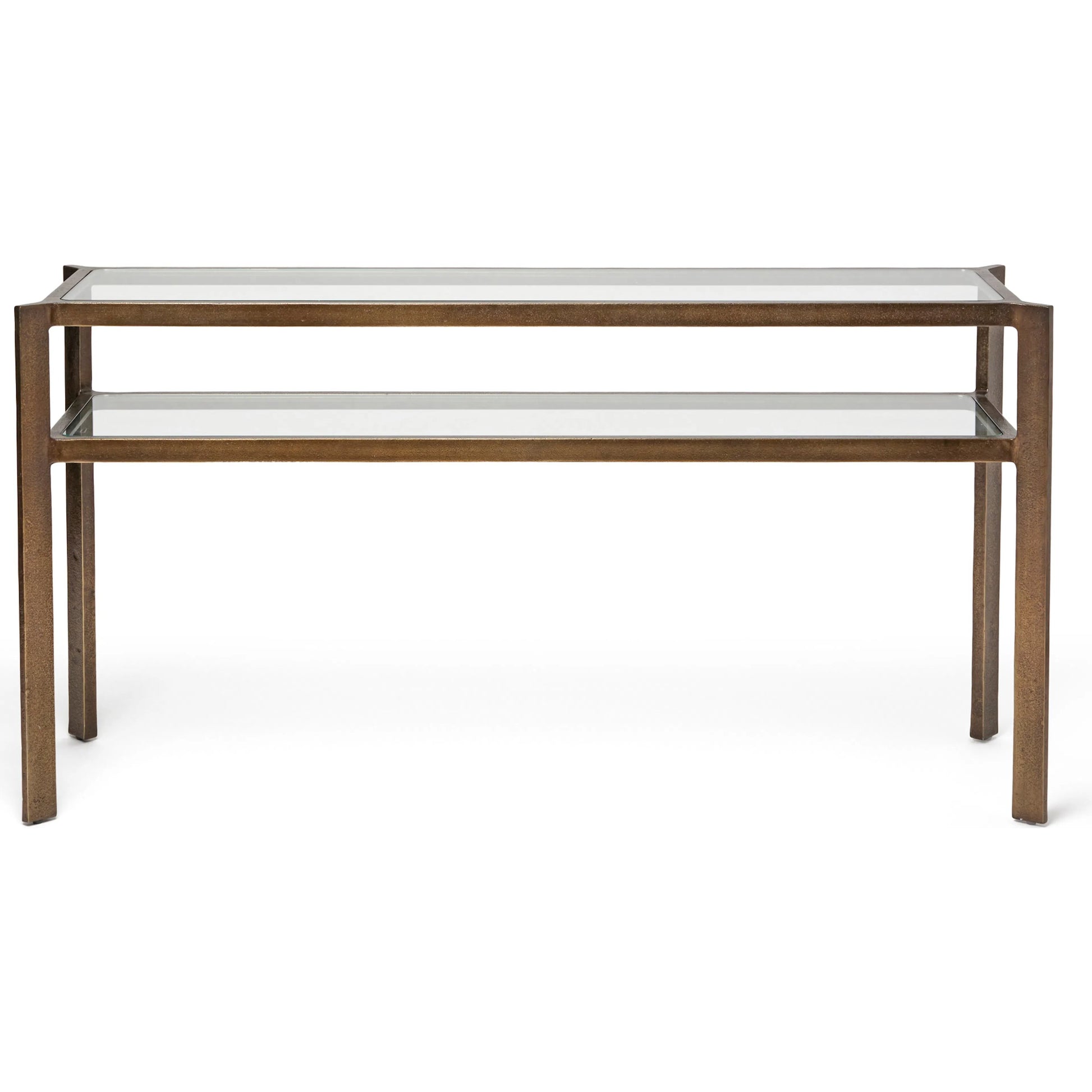 Linley Console by Interlude Home in bronze and deep bronze, clear glass. Made from metal, glass in a unique style.