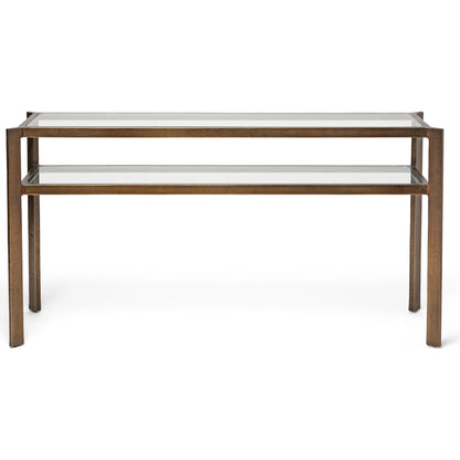 Linley Console by Interlude Home in bronze and deep bronze, clear glass. Made from metal, glass in a unique style.