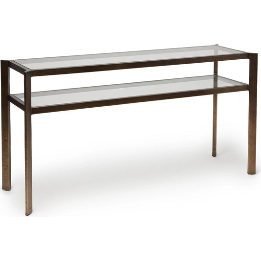 Linley Console by Interlude Home in bronze and deep bronze, clear glass. Made from metal, glass in a unique style.