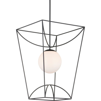 Rochefort Lantern by Currey and Company in black, white. Made from metal, glass in a modern style.