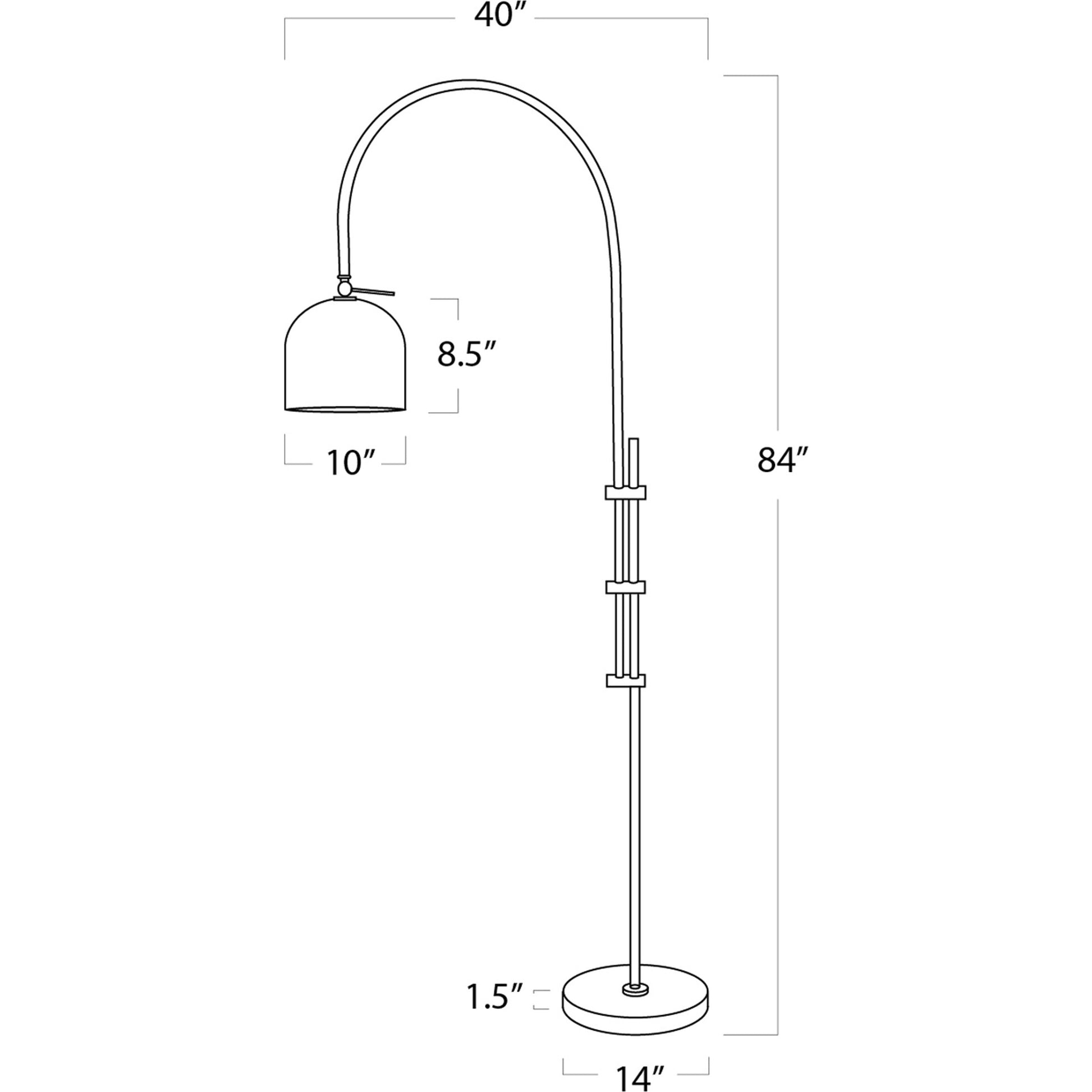 Arc Floor Lamp with Metal Shade by Regina Andrew in nickel and polished nickel. Made from steel in a modern style.
