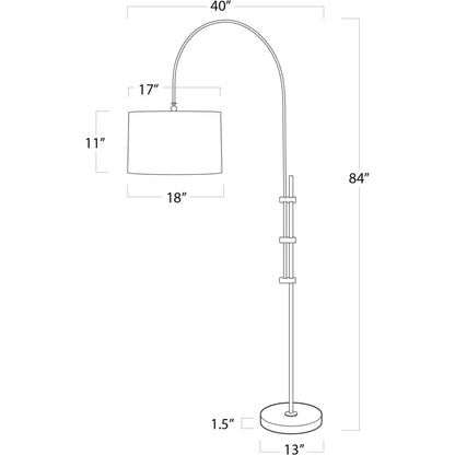 Arc Floor Lamp with Fabric Shade by Regina Andrew. Made from steel in a modern style.