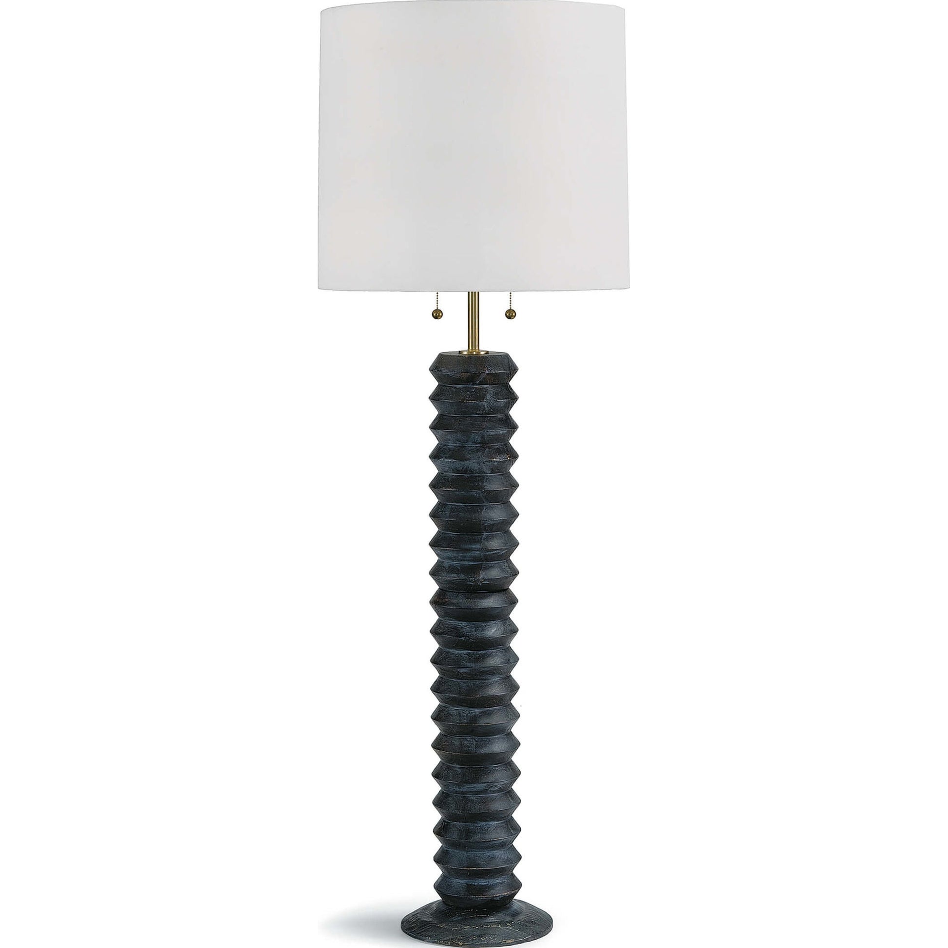 Accordion Floor Lamp by Regina Andrew in ebony and ebony. Made from paulownia wood in a modern style.