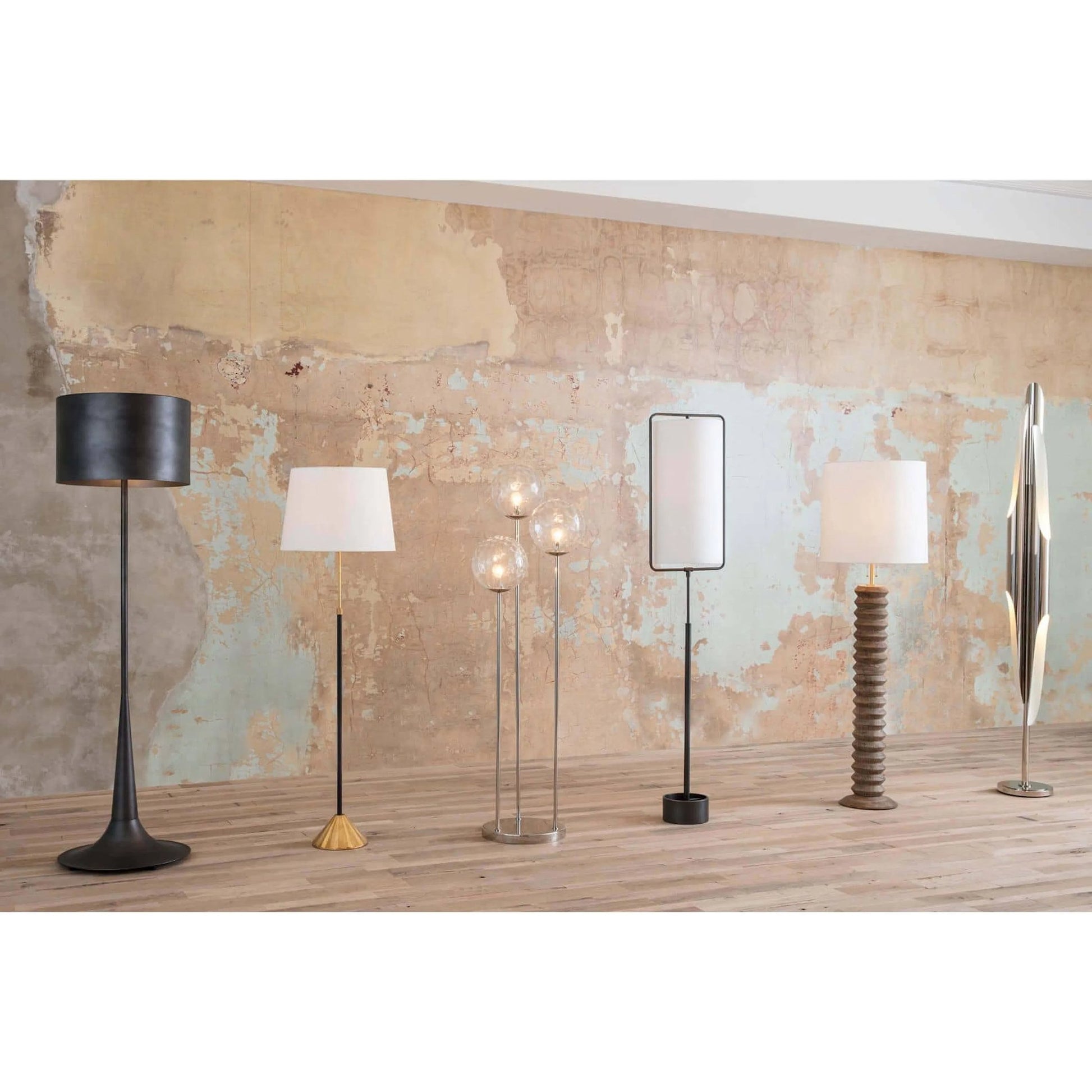 Parasol Floor Lamp by Regina Andrew in gold and gold leaf. Made from aluminum in a modern style.