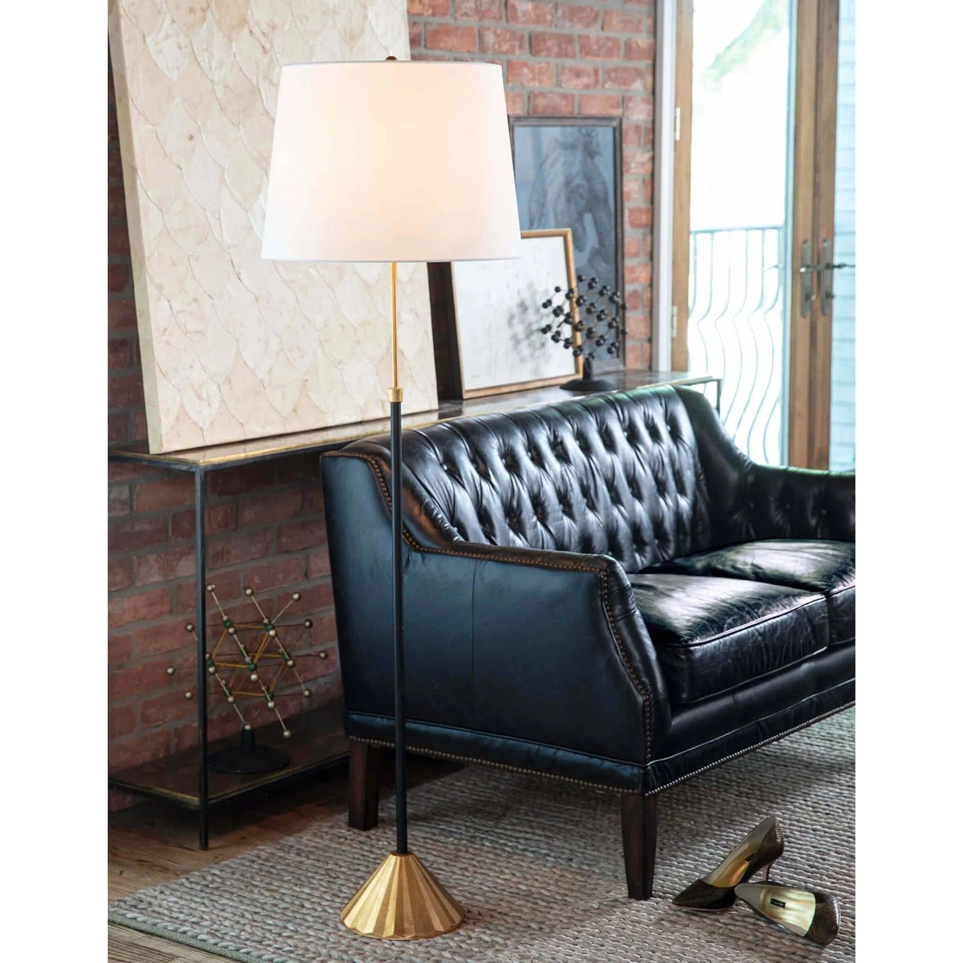 Parasol Floor Lamp by Regina Andrew in gold and gold leaf. Made from aluminum in a modern style.