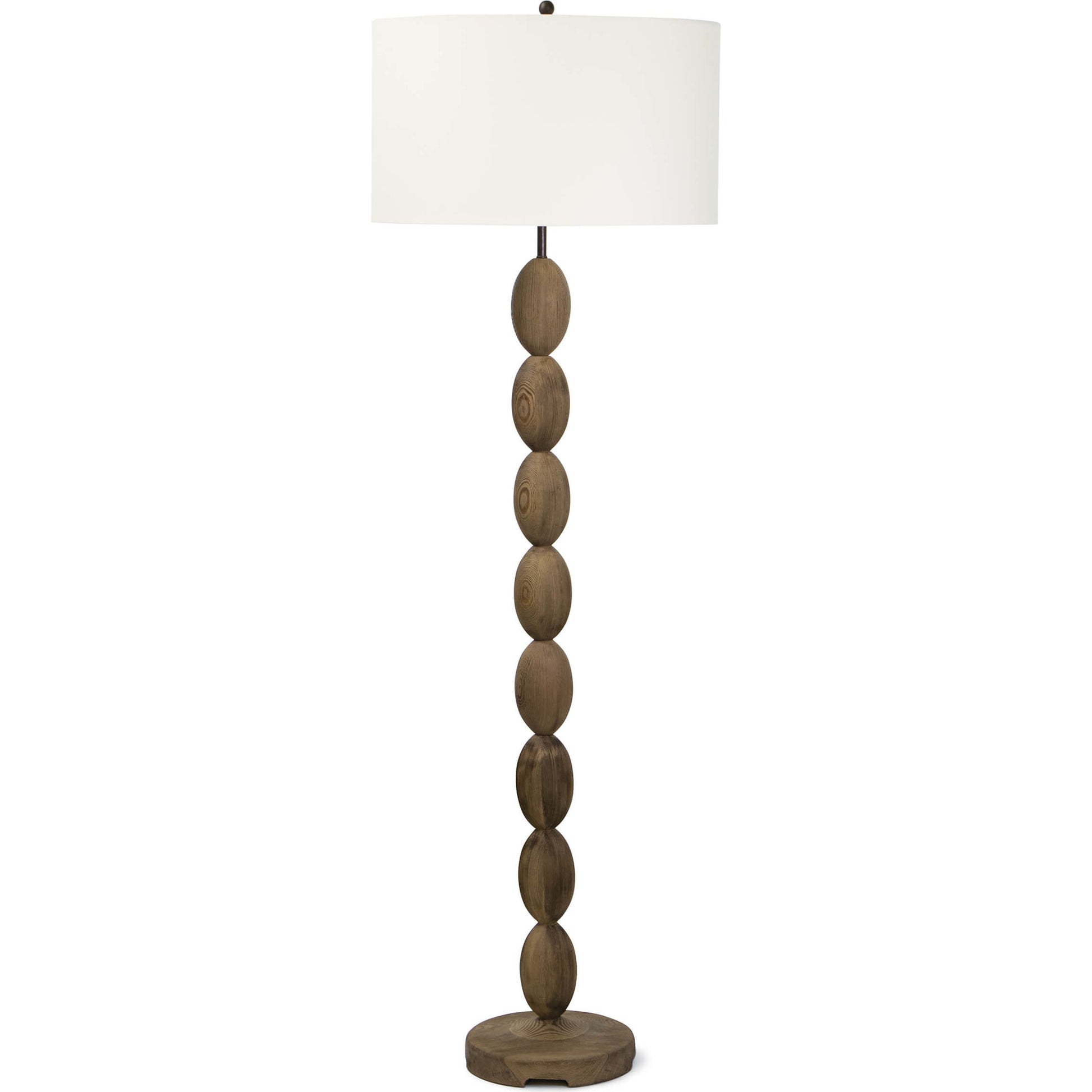 Buoy Floor Lamp by Regina Andrew in brown. Made from birch wood in a coastal style.