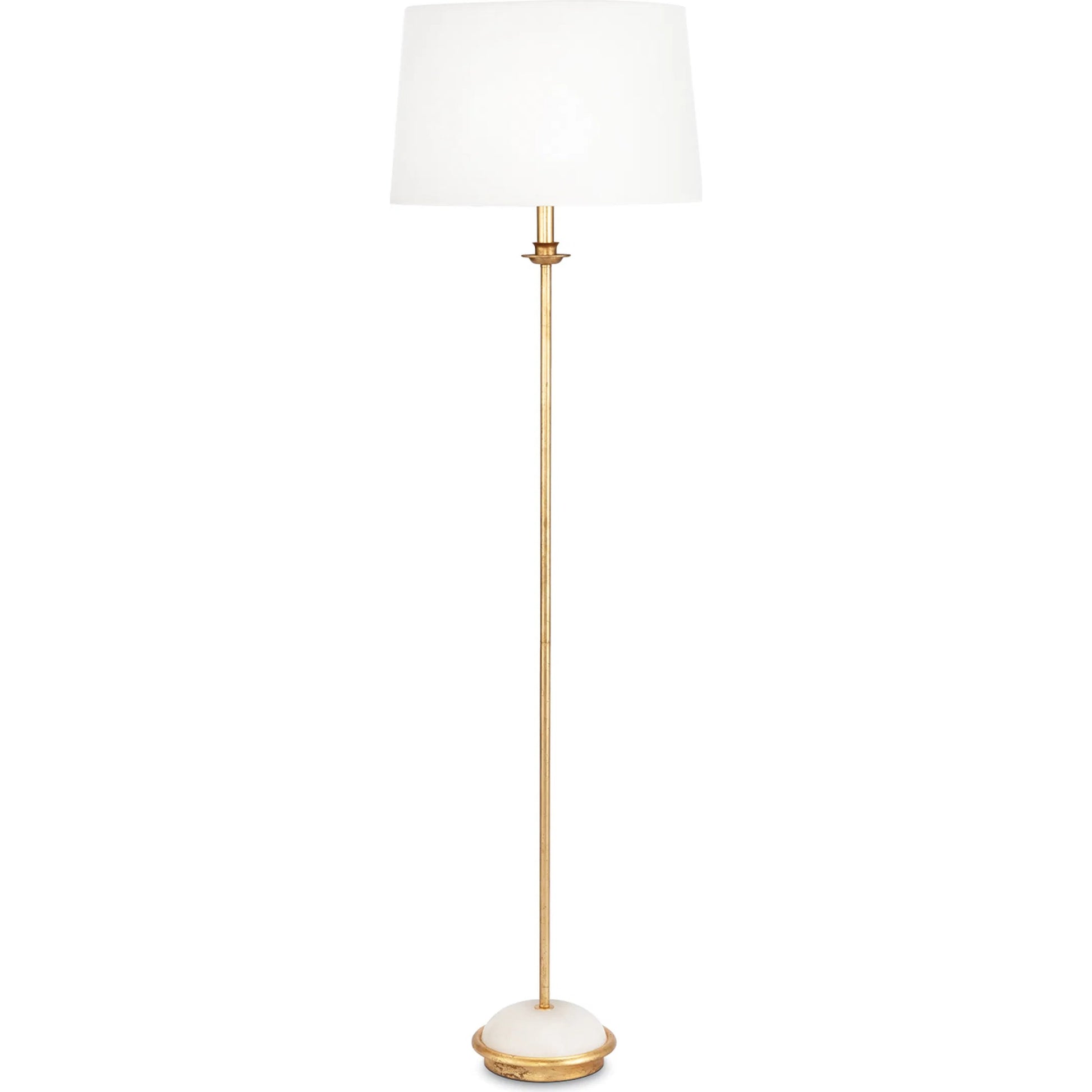 Fisher Floor Lamp by Regina Andrew in gold leaf. Made from steel in a modern style.