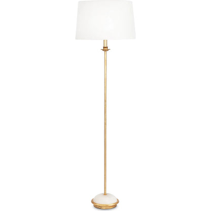 Fisher Floor Lamp by Regina Andrew in gold leaf. Made from steel in a modern style.