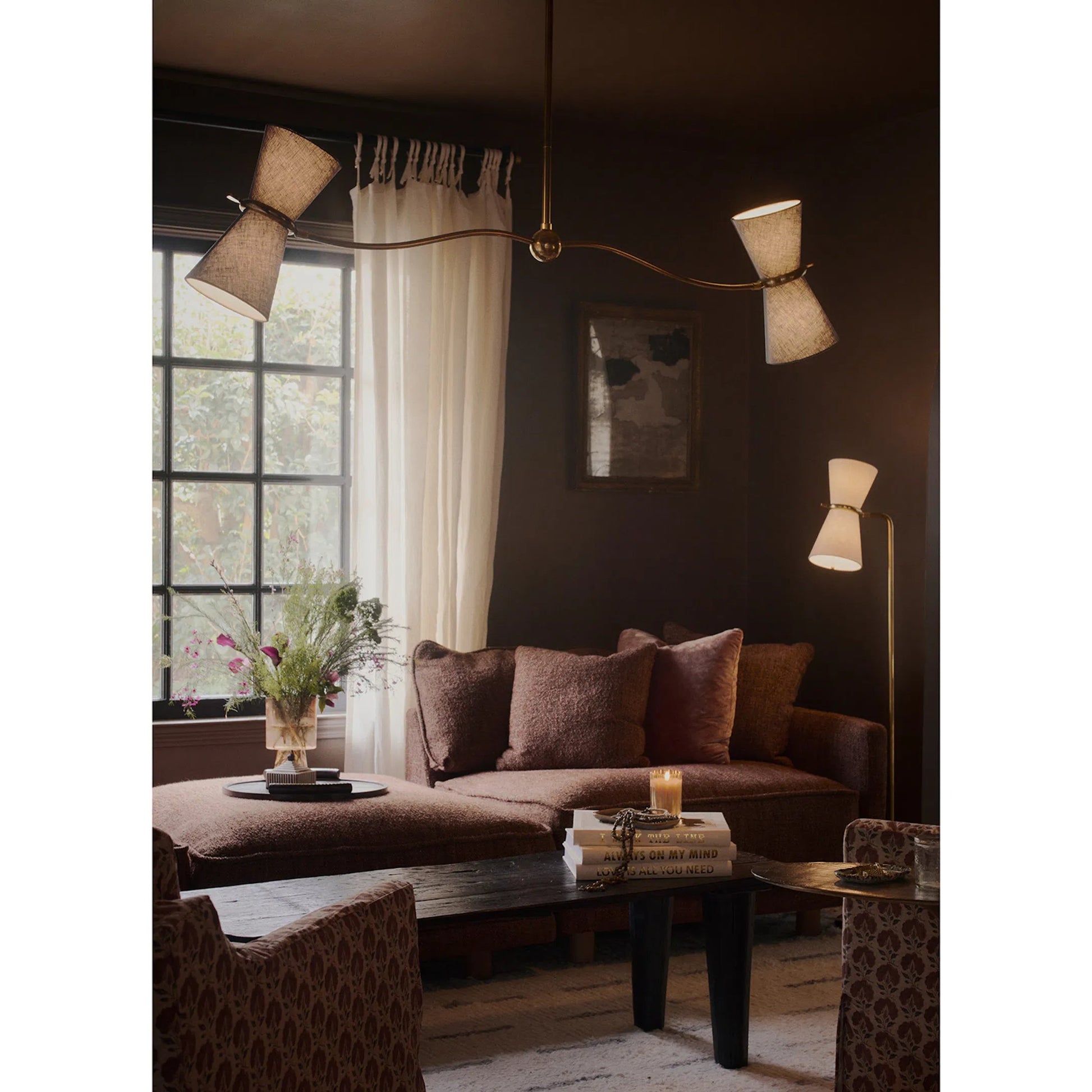 Gable Floor Lamp by Regina Andrew in brass and antique natural brass. Made from steel in a unique style.