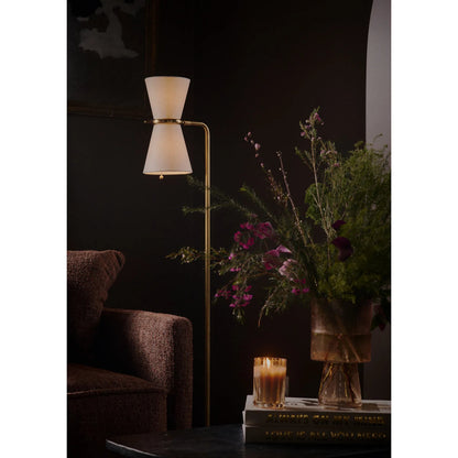 Gable Floor Lamp by Regina Andrew in brass and antique natural brass. Made from steel in a unique style.