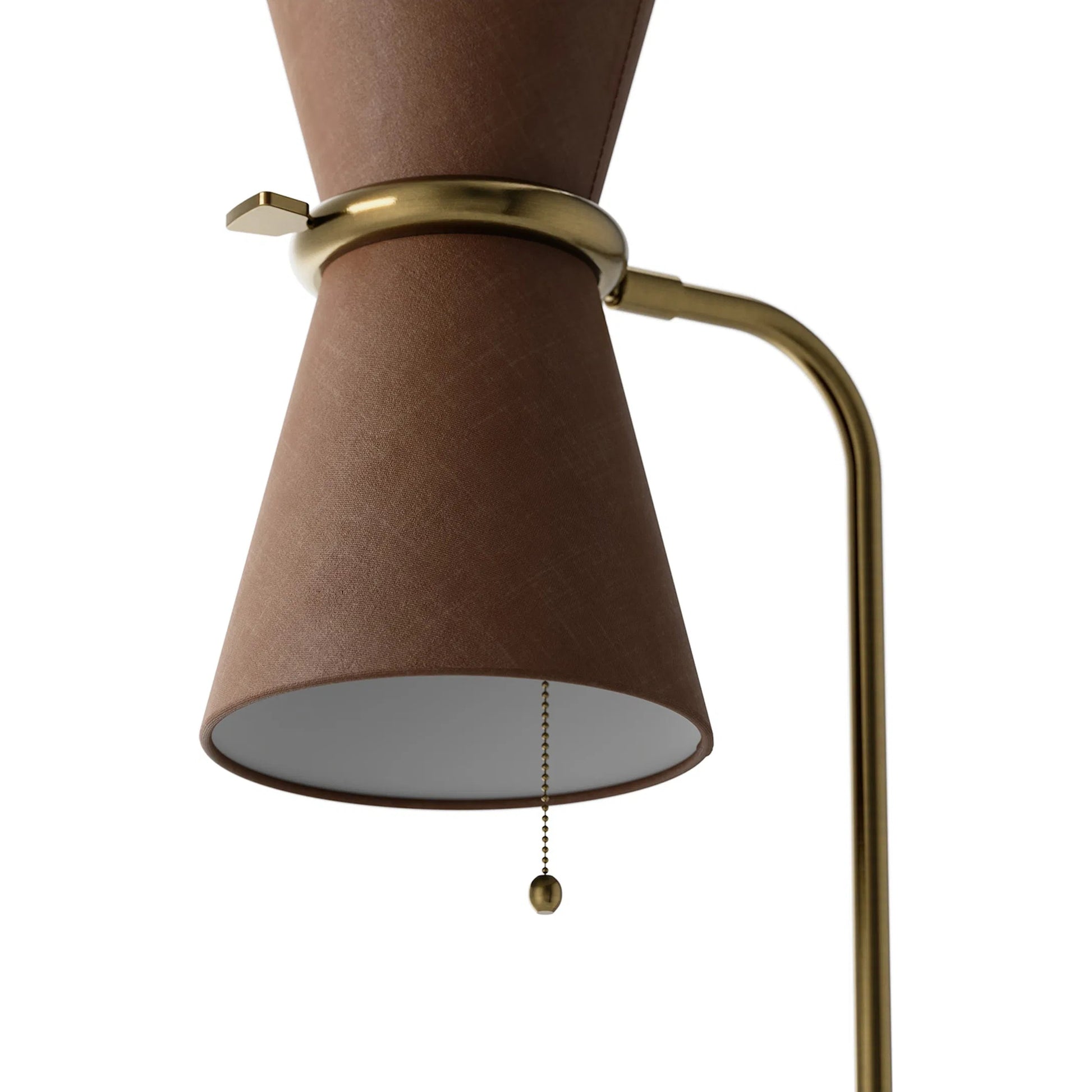 Gable Floor Lamp by Regina Andrew in brass and antique natural brass. Made from steel in a unique style.