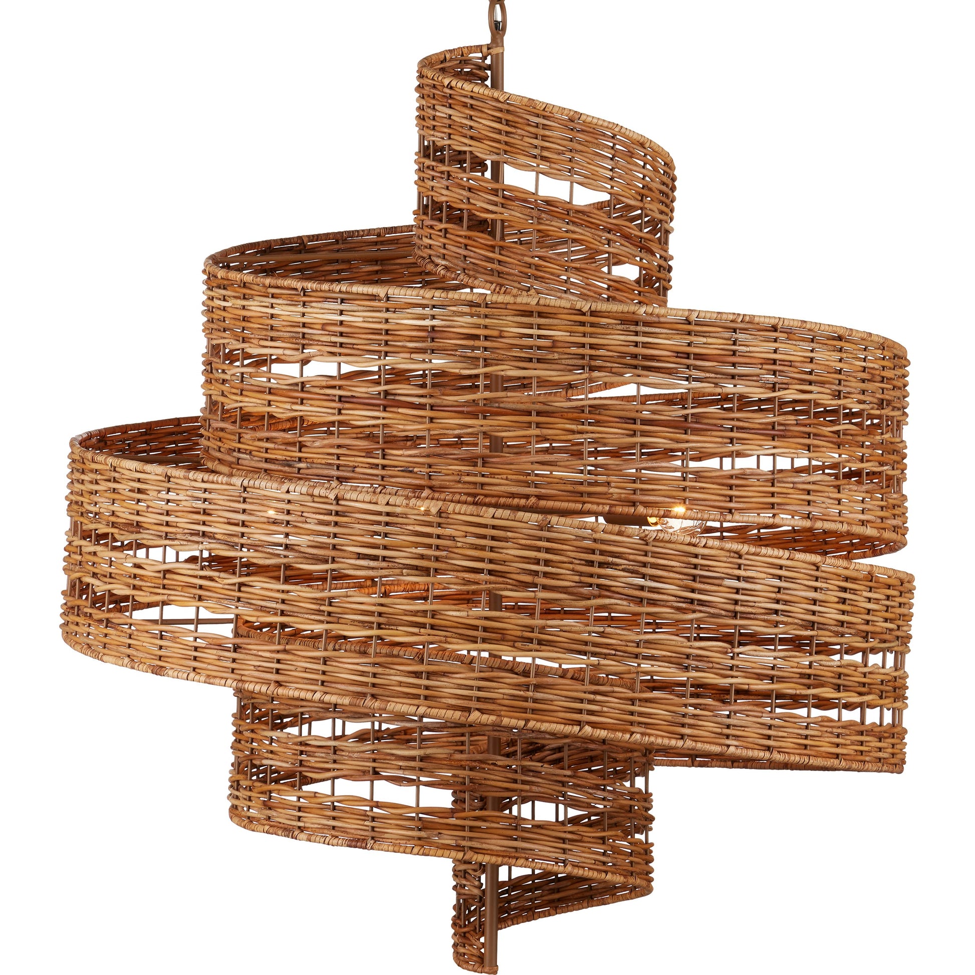 Saisei Chandelier by Currey and Company in natural, khaki. Made from rattan, wrought iron in a coastal style.