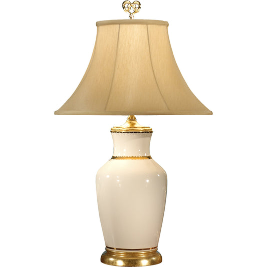 Presidential Lamp by Wildwood in white, gold. Made from ceramic, porcelain in a transitional style.