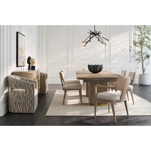 Everett Arm Chair by Fairfield Chair in brown and biscotti. Made from red oak in a unique style.