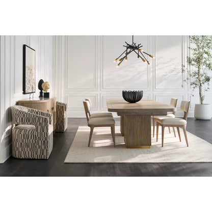 Everett Side Chair by Fairfield Chair in brown and biscotti. Made from red oak in a unique style.