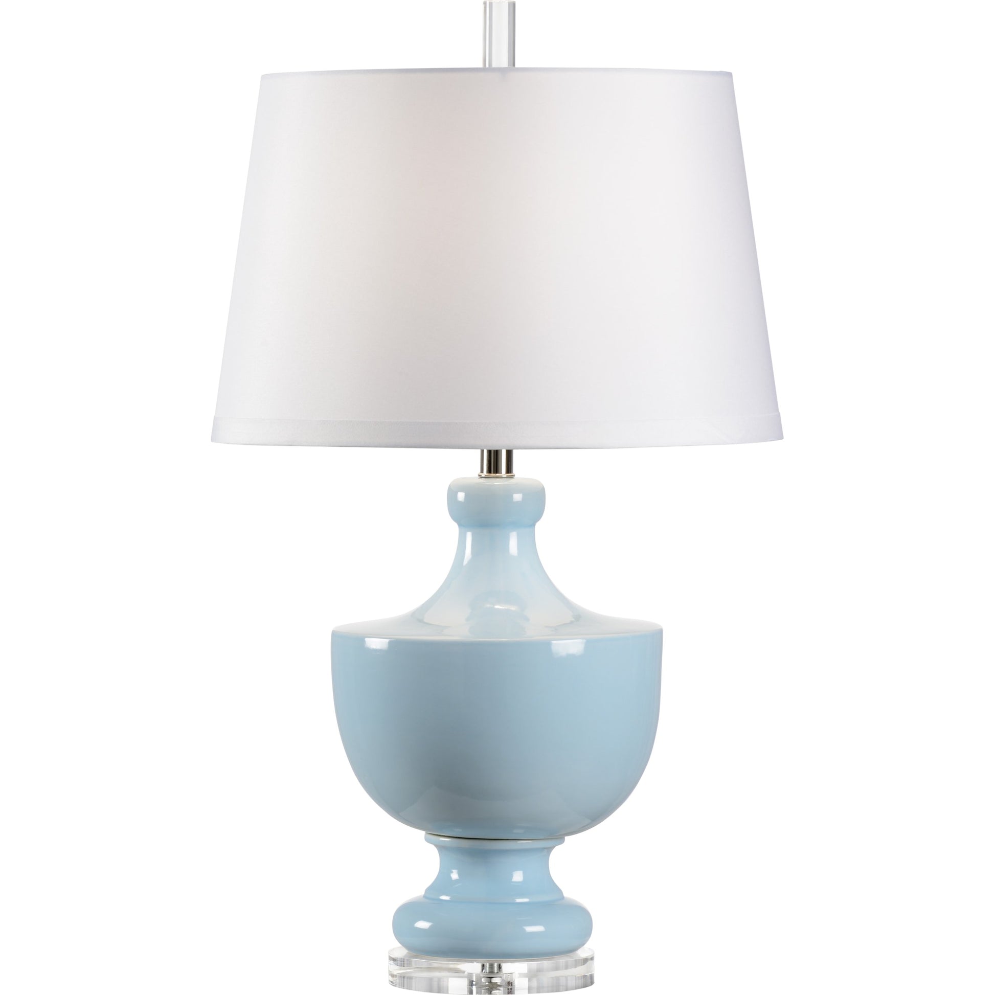 Gate Finial Lamp by Wildwood in snow glaze, clear. Made from porcelain in a transitional style.