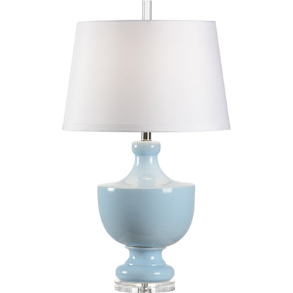 Gate Finial Lamp by Wildwood in snow glaze, clear. Made from porcelain in a transitional style.