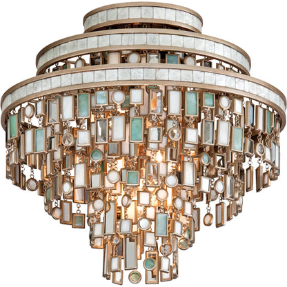 Dolcetti Semi Flush by Corbett in champagne leaf. Made from hand crafted iron in a traditional style.