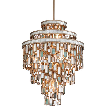 Dolcetti 7 Light Chandelier by Corbett in dolcetti silver. Made from hand crafted iron in a transitional style.