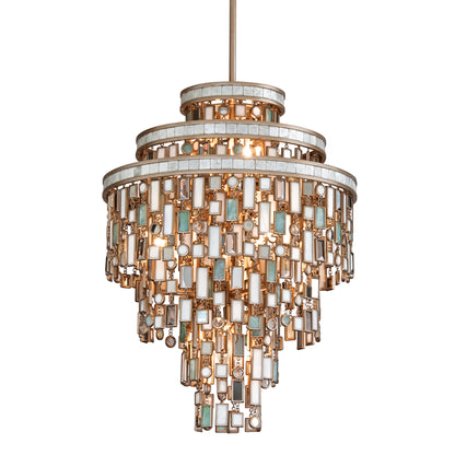 Dolcetti 7 Light Chandelier by Corbett in dolcetti silver. Made from hand crafted iron in a transitional style.