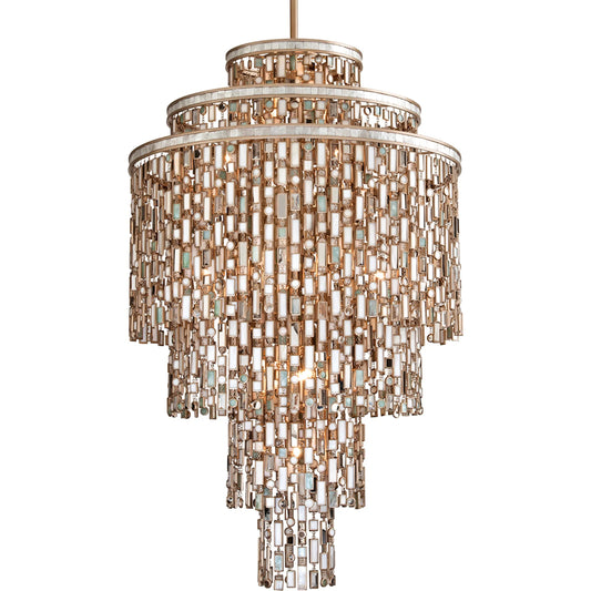 Dolcetti 19 Light Chandelier by Corbett in dolcetti silver. Made from hand crafted iron in a transitional style.