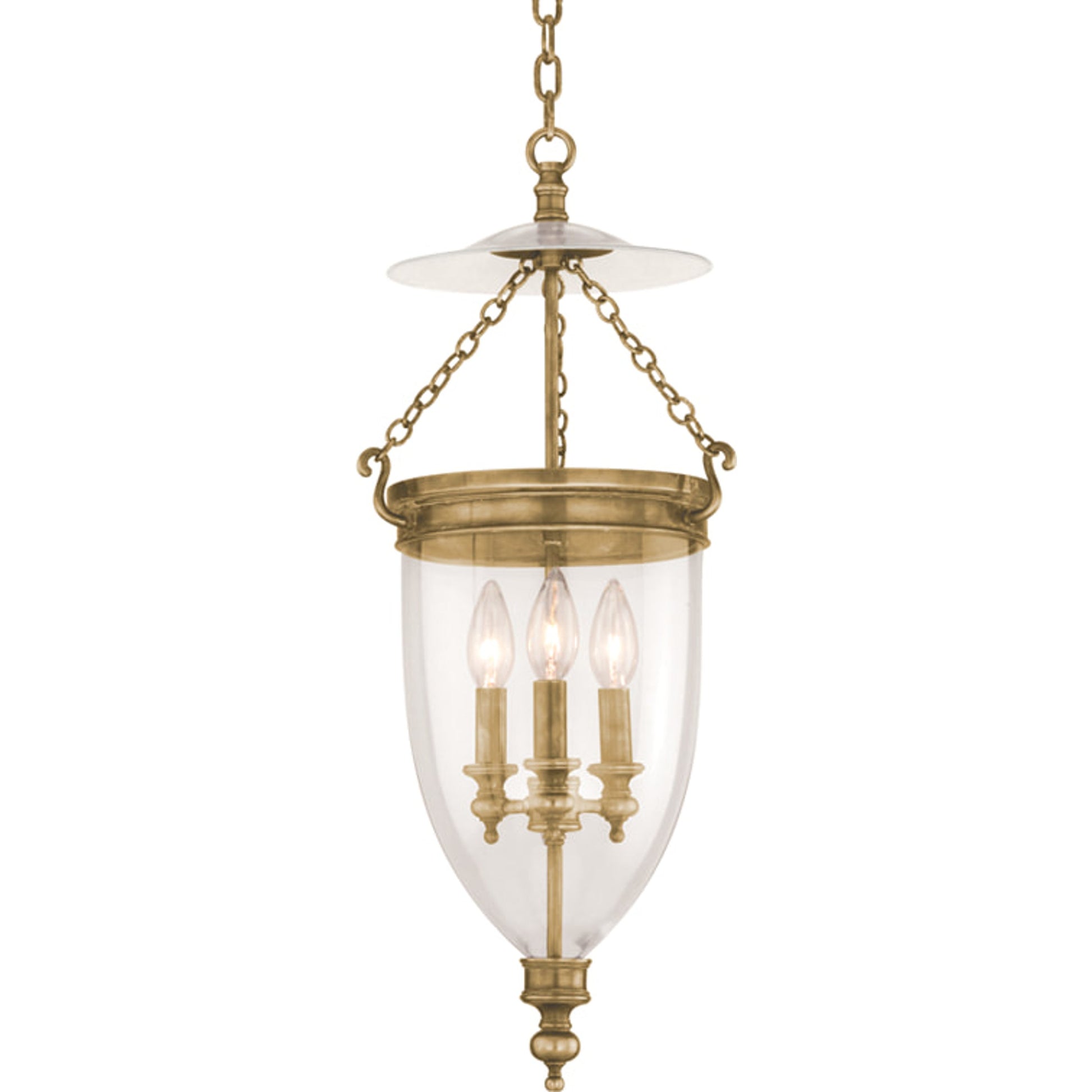 Hanover Pendant by Hudson Valley in aged brass. Made from brass in a traditional style.