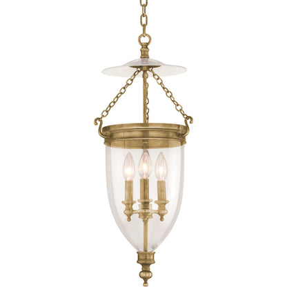 Hanover Pendant by Hudson Valley in aged brass. Made from brass in a traditional style.