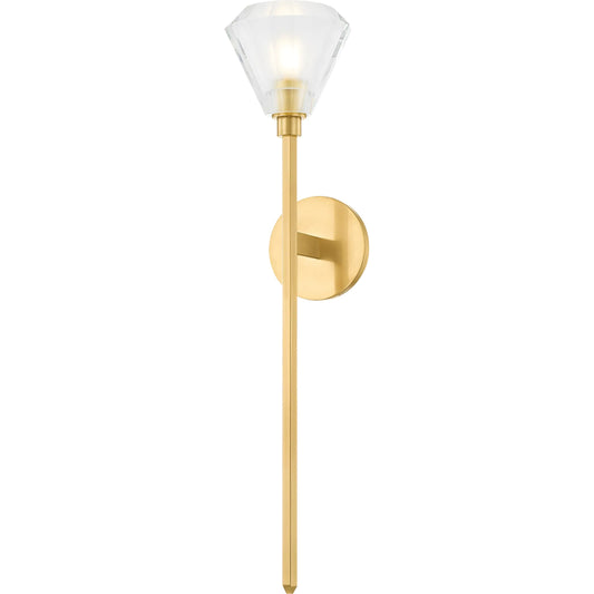Maspeth Wall Sconce by Hudson Valley in aged brass. Made from steel in a unique style.
