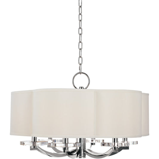 Garrison Chandelier by Hudson Valley in polished nickel. Made from brass in a transitional style.