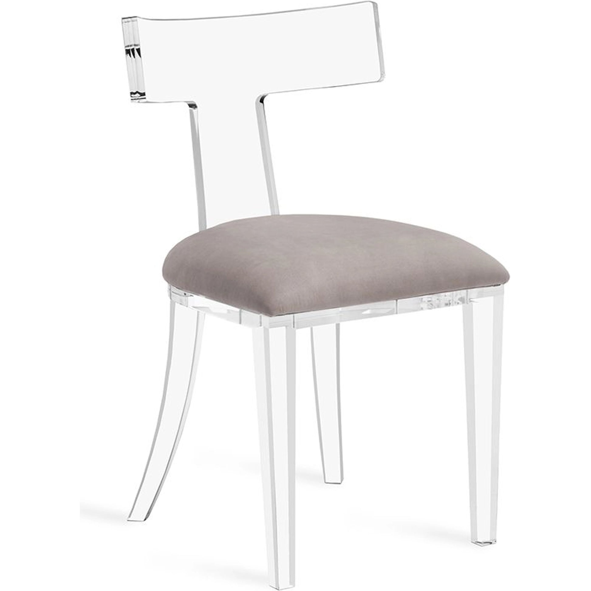 Tristan Acrylic Klismos Chair by Interlude Home in clear, gray. Made from acrylic, fabric in a modern style.