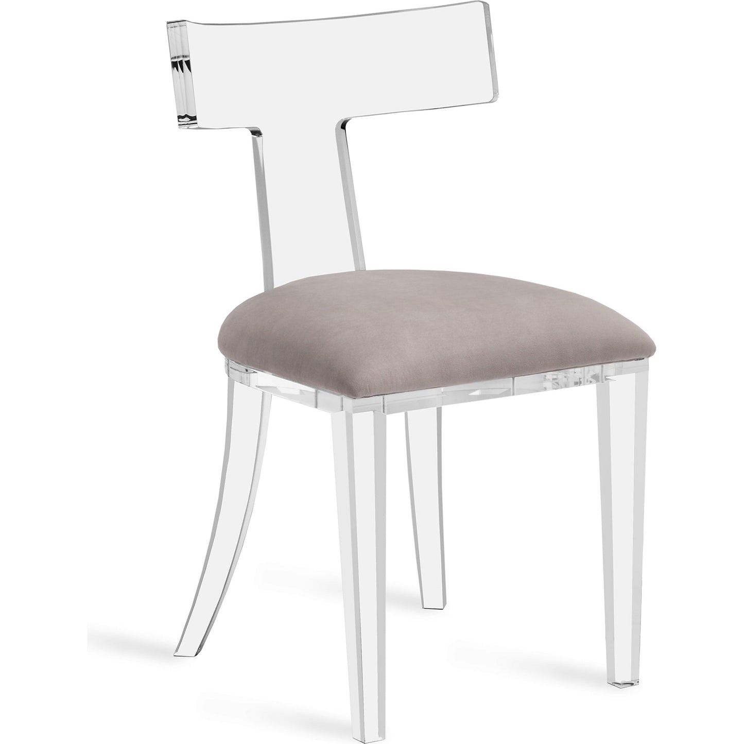 001 S-246447 | Primary Silo | Tristan Acrylic Klismos Chair by Interlude Home in clear, gray. Made from acrylic, fabric in a modern style.