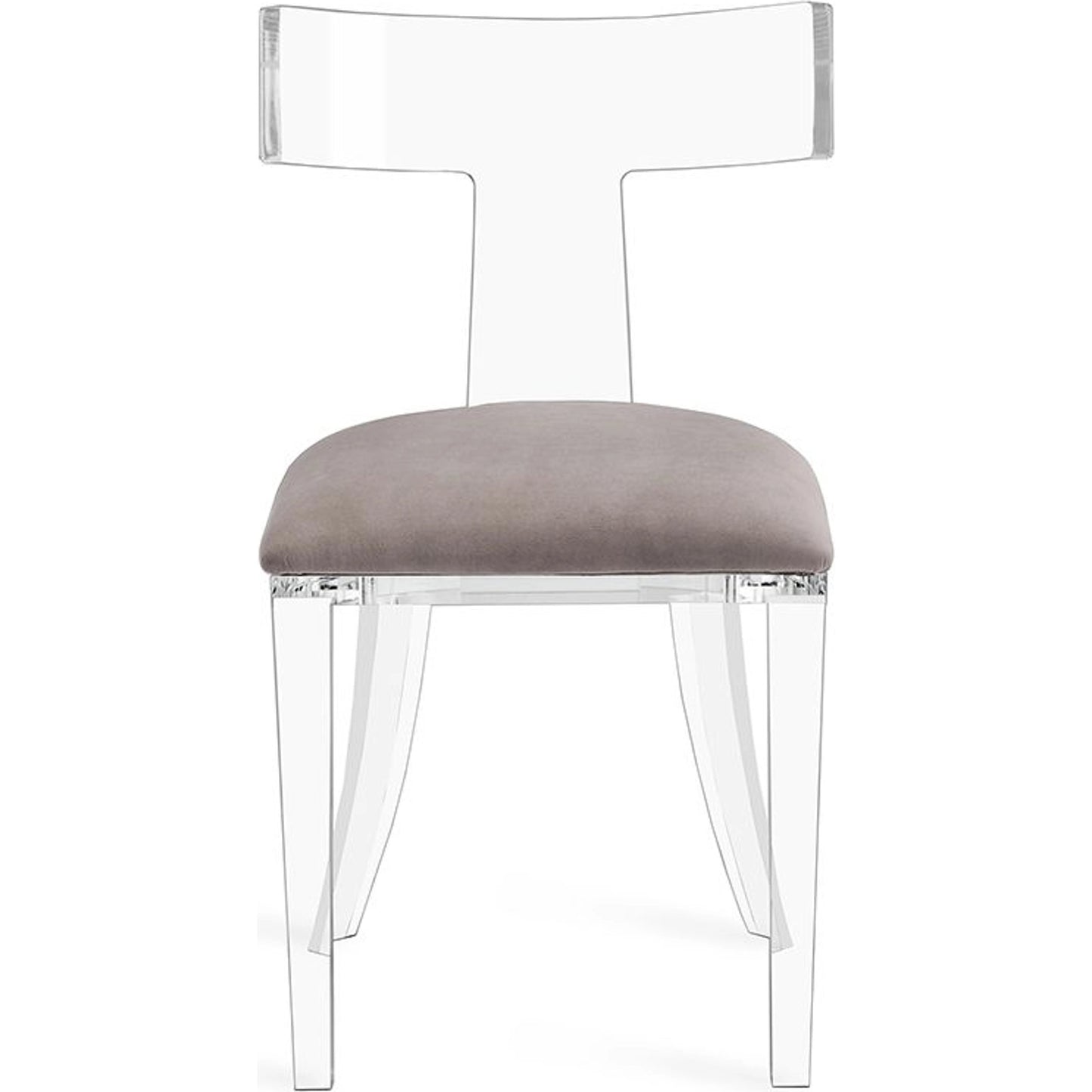 003 S-246447 | Additional Silo | Tristan Acrylic Klismos Chair by Interlude Home in clear, gray. Made from acrylic, fabric in a modern style.