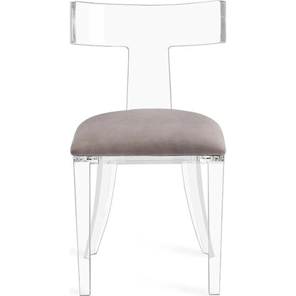 Tristan Acrylic Klismos Chair by Interlude Home in clear, gray. Made from acrylic, fabric in a modern style.