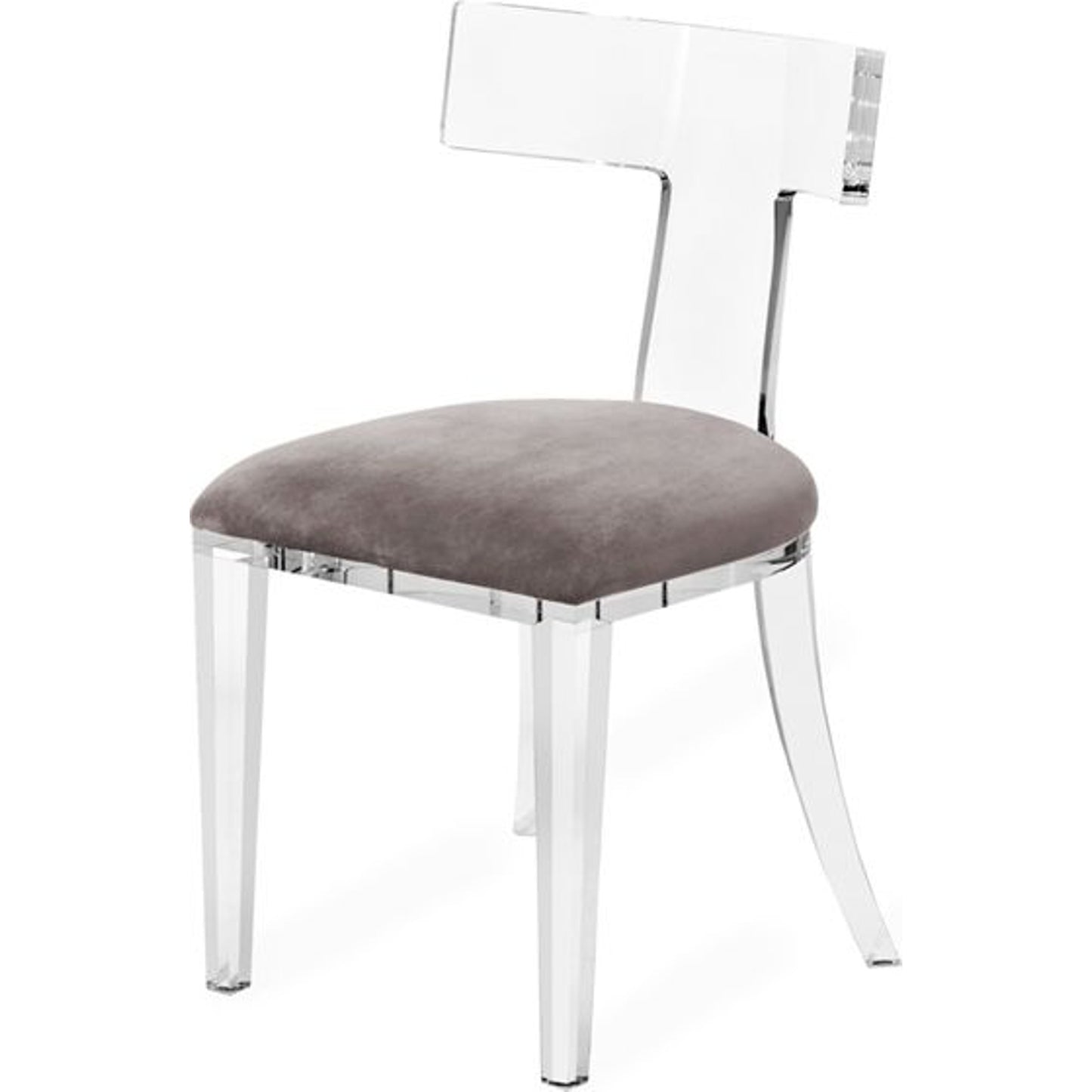 002 S-246447 | Additional Silo | Tristan Acrylic Klismos Chair by Interlude Home in clear, gray. Made from acrylic, fabric in a modern style.