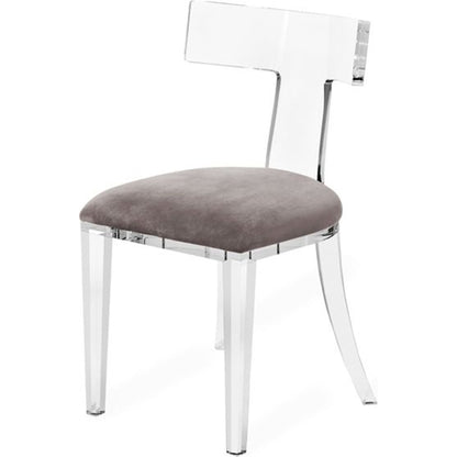 Tristan Acrylic Klismos Chair by Interlude Home in clear, gray. Made from acrylic, fabric in a modern style.