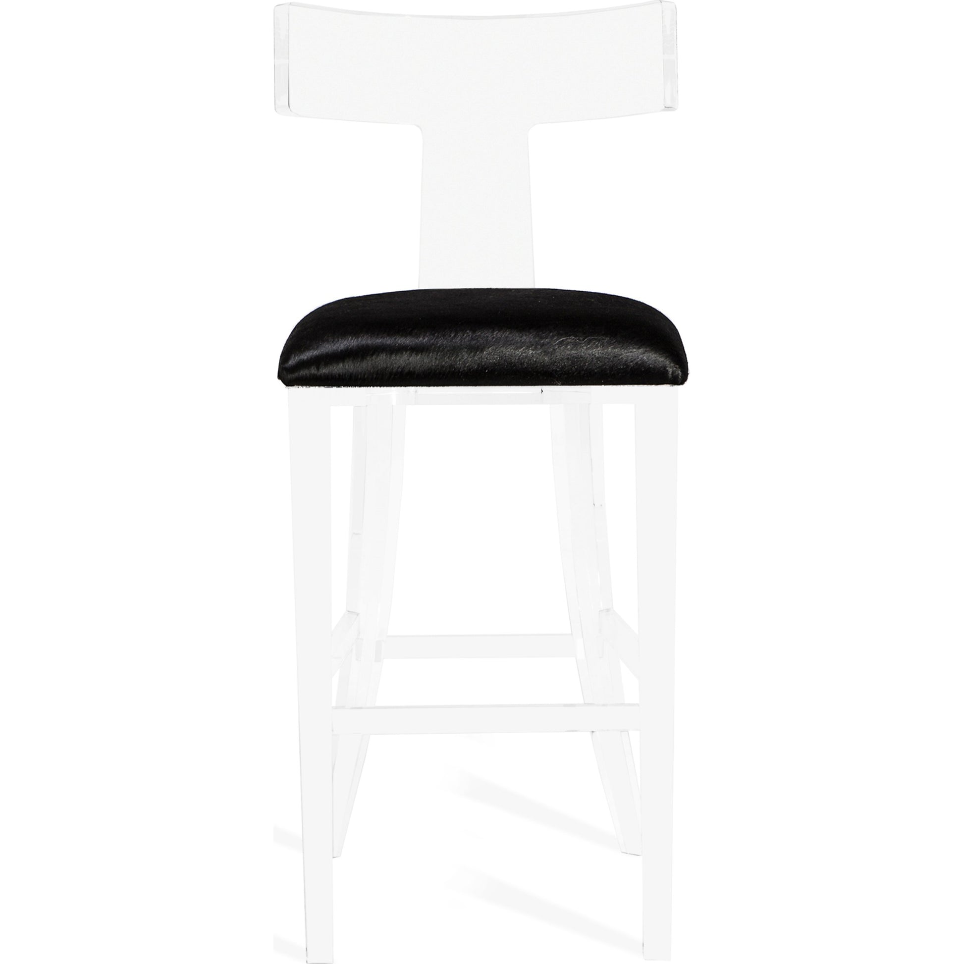 Tristan Klismos Bar Stool by Interlude Home in clear, nimbus gray. Made from acrylic, velvet in a modern style.