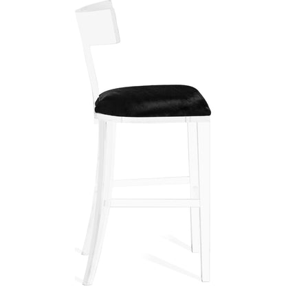 Tristan Klismos Bar Stool by Interlude Home in clear, nimbus gray. Made from acrylic, velvet in a modern style.